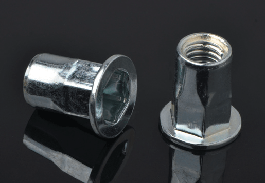 Steel plana caput interiorem, hex corpus Rivet nucis